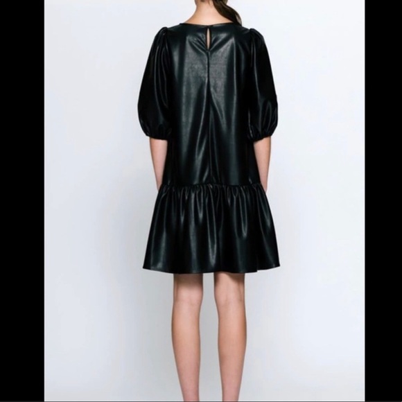 Calista Faux Leather Black Dress - Picture 2 of 11